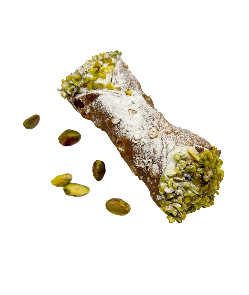 Cannolo de pistacho y ricotta.